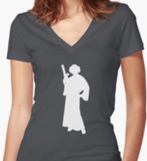 Star Wars Princess Leia White Women's Fitted V-Neck T-Shirt