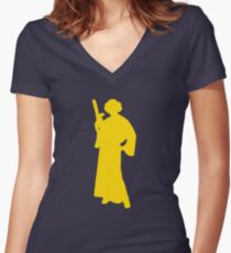 Star Wars Princess Leia Yellow Women's Fitted V-Neck T-Shirt