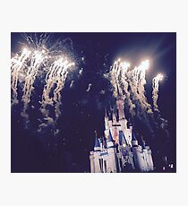 Magic Kingdom Castle With Fireworks Photographic Print