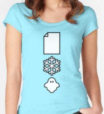 Camiseta entallada de cuello ancho Papel ... Nieve ... ¡Un fantasma!