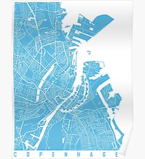 Copenhagen map blue Poster