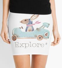 Motor bunny in watercolor Mini Skirt