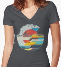 Digital Sun Horizon Women's Fitted V-Neck T-Shirt