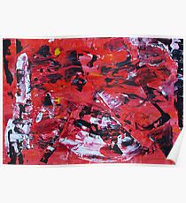 Red on Black - Big Original Wall Modern Abstract Art Painting Poster