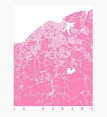 La Habana map pink Photographic Print
