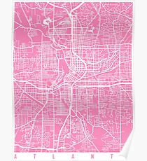 Atlanta Karte Georgia Pink Poster