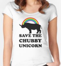 Save The Chubby Unicorn, Funny Rhino Women's Fitted Scoop T-Shirt