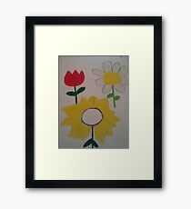 Oil Pastel Flower Picture Framed Print