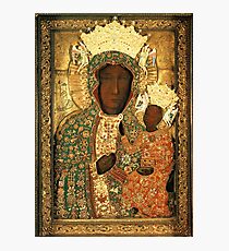 Polish Black Madonna Icon, Christian Catholic art. Our Lady of Czestochowa wall art Photographic Print