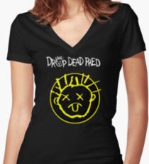 Drop Dead Fred Smiley Face Women's Fitted V-Neck T-Shirt