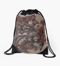 Wikinger Katzenbär (mit Fisch) Rucksackbeutel