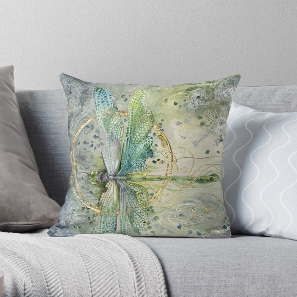 Beautiful Enchanted Dragonfly Throw Pillow