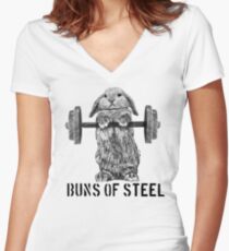 Buns of Steel (Light) Women's Fitted V-Neck T-Shirt