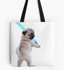 Pug with Lightsaber Tote Bag