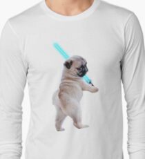 Mops mit Lichtschwert Langarmshirt