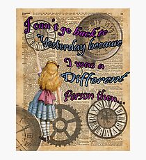 Alice In Wonderland Travelling in Time Photographic Print