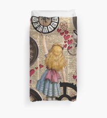 Alice In Wonderland Travelling in Time Duvet Cover