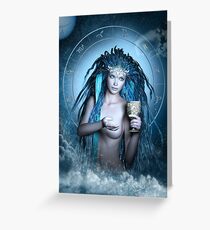 Aquarius Zodiac Fantasy Circle Greeting Card