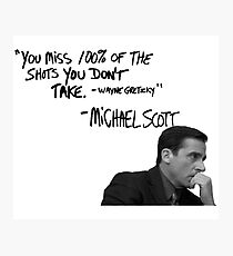Lámina fotográfica Cita de inspiración de Michael Scott (Blanco)