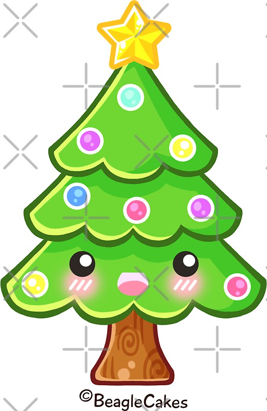 &quot;Kawaii Christmas Tree&quot; Stickers by beaglecakes | Redbubble