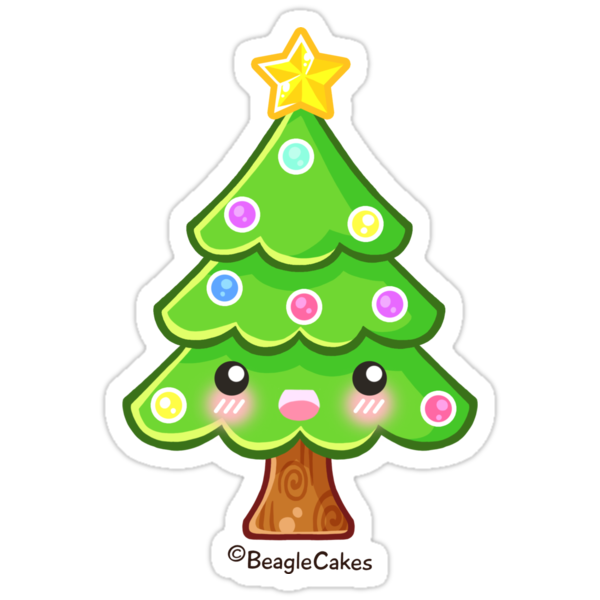 &quot;Kawaii Christmas Tree&quot; Stickers by beaglecakes | Redbubble
