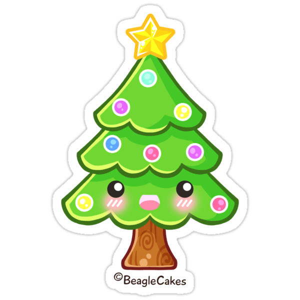 &quot;Kawaii Christmas Tree&quot; Stickers by beaglecakes | Redbubble