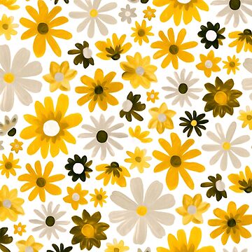 Artwork thumbnail, Bohemian Daisy Meadow - Mustard by TigaTiga