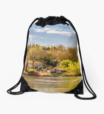 countryside river Drawstring Bag