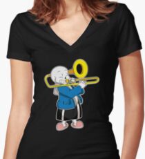 Camiseta entallada de cuello en V Undertale Sans