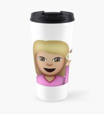 Hair Flip and Coffee Emoji (Light Skin, Blonde Hair) Travel Mug