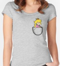 Camiseta entallada de cuello redondo Melocotón de bolsillo