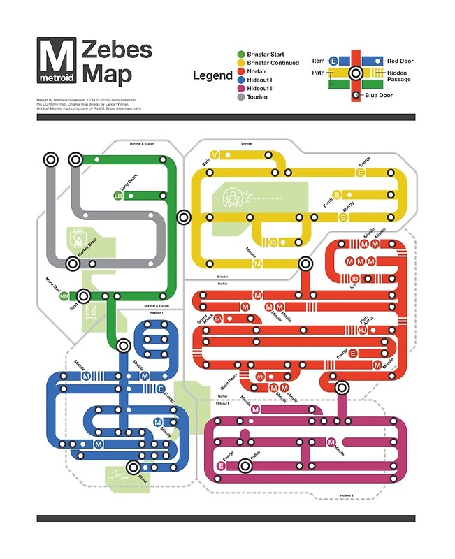 "Metroid Metro - NES Maps Series" Posters by dcmjs | Redbubble