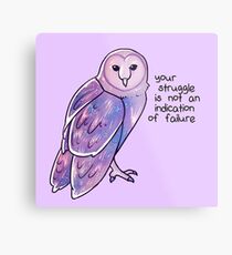 "Your Struggle is Not an Indication of Failure" Galaxy Sparkle Owl Metal Print
