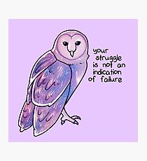 "Your Struggle is Not an Indication of Failure" Galaxy Sparkle Owl Photographic Print