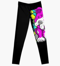 Pit Bull Pup Tilted Head Cartoon Pink Leggings