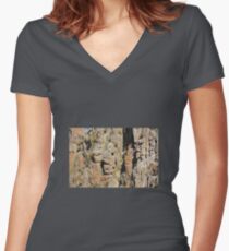 JAGGED ROCK FACE Women's Fitted V-Neck T-Shirt