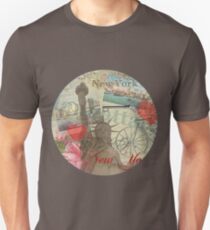 Camiseta unisex Vintage New York City Travel Collage Statue of Liberty