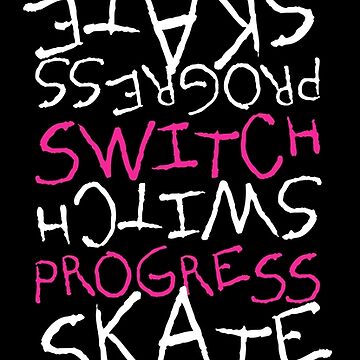 Artwork thumbnail, Skeleton Skateboard Design Switch Progress Skate Inspirational Art (Pink) by etourist
