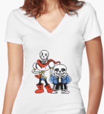 Undertale - Sans and Papyrus Women's Fitted V-Neck T-Shirt