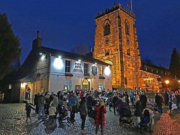 Christmas in Grappenhall Village, Warrington Cheshire, England
