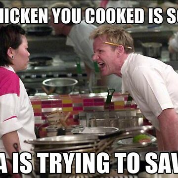 Funny chicken meme from gordon ramsay Sticker for Sale by TheBritishShop