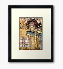 Whimsical Pisces Woman Renaissance fishing Gothic Framed Print