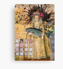 Whimsical Pisces Woman Renaissance fishing Gothic Canvas Print