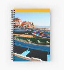 Blue fishing boats in Ahrud near Agadir, Morocco Spiral Notebook