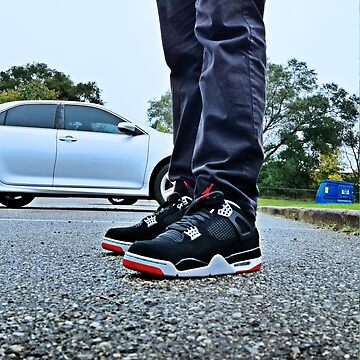 AJ 4 Bred Sneaks Portrait on Feet