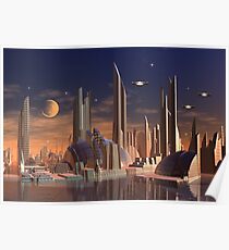 Futuristic Alien City - Computer Artwork Poster