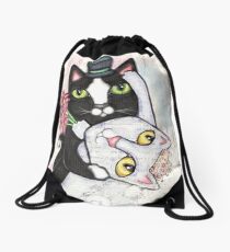 Wedding Dance Bridal Cat Couple Design Drawstring Bag