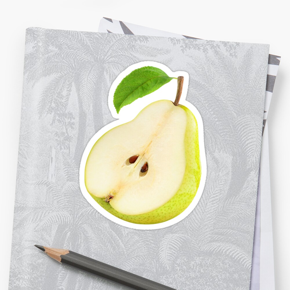 Half Of Yellow Pear With Leaf Stickers By 6hands Redbubble 