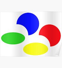 Super Nintendo SNES four colors quadcolor Poster