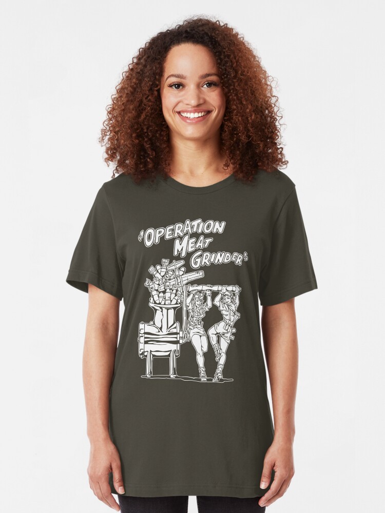 Alternate view of Operation Meat Grinder Slim Fit T-Shirt